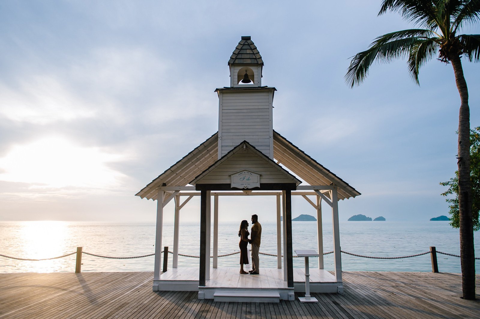 Wedding couple during golden hour on Koh Samui beach