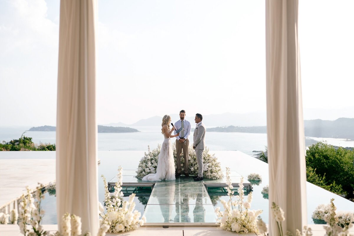 wedding photographer capturing emotional wedding moment in Koh Samui