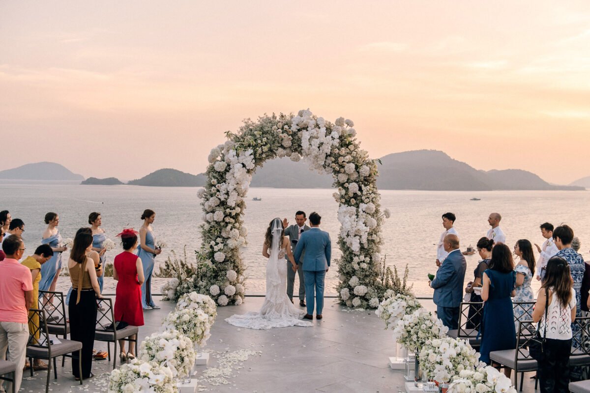 Wedding ceremony before sunset in Koh Samui